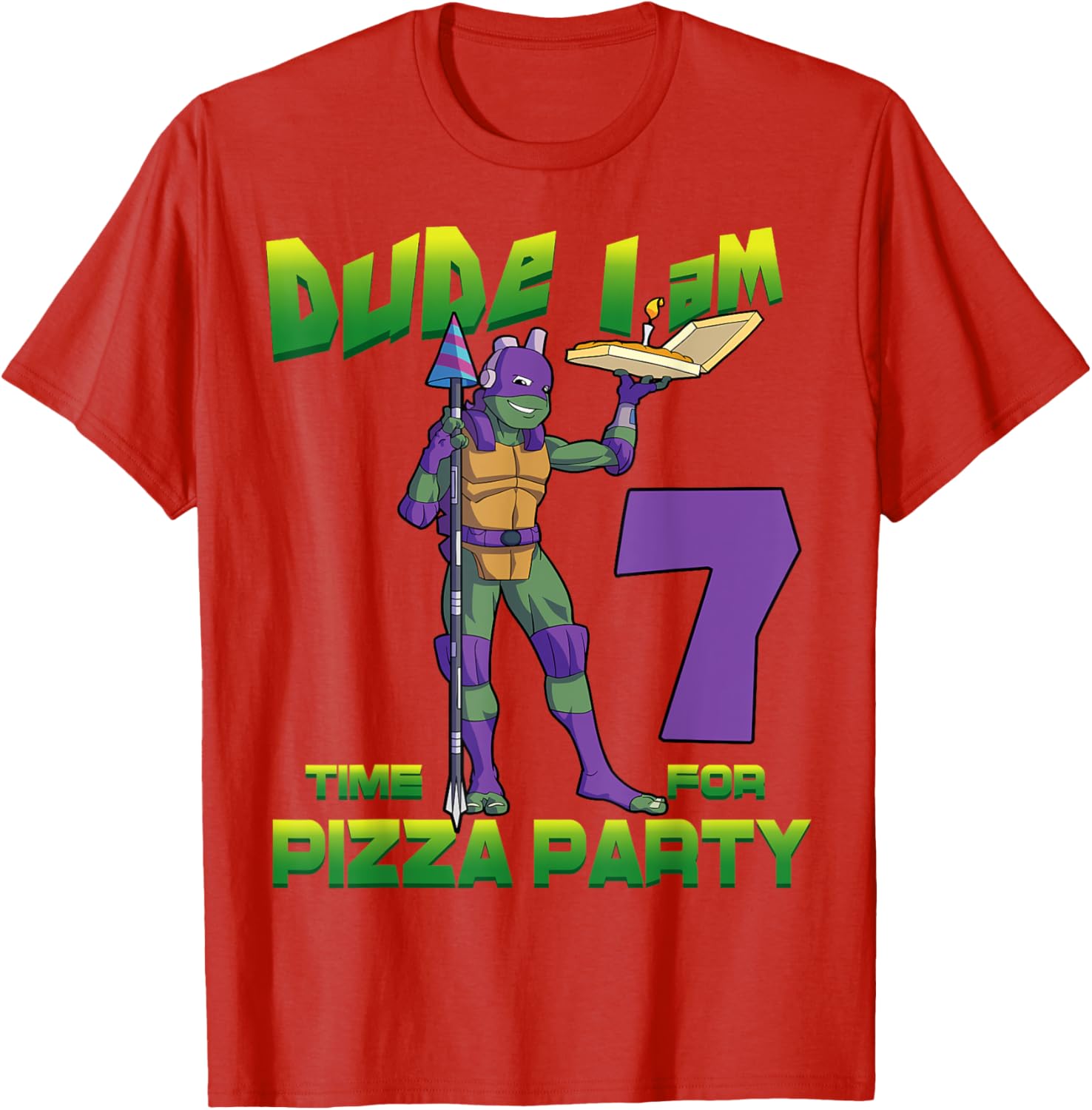 Cool TMNT Donatello Pizza Birthday Party T-Shirt for 7 Year Old Boys - 5