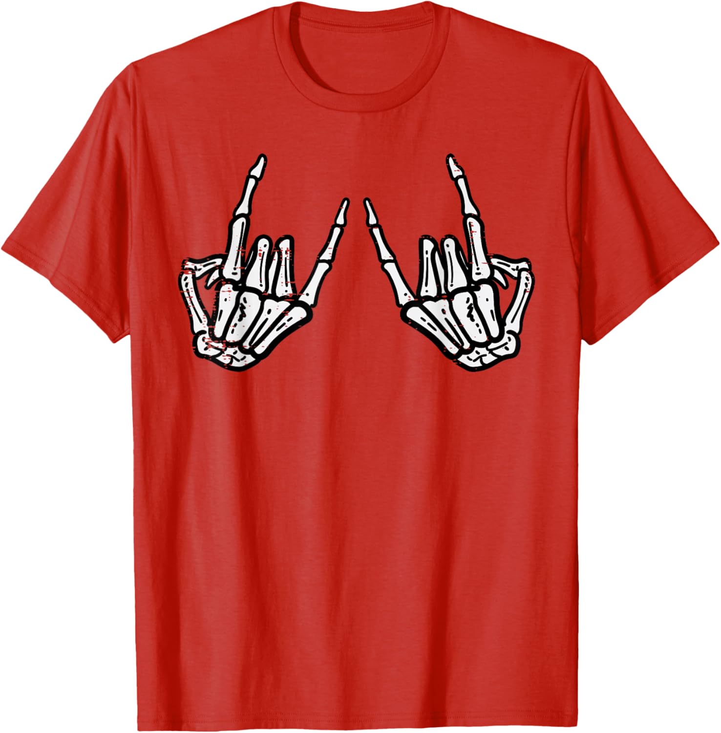 Rocker Hand Sign Skeleton Halloween T-Shirt for Men and Women - 13