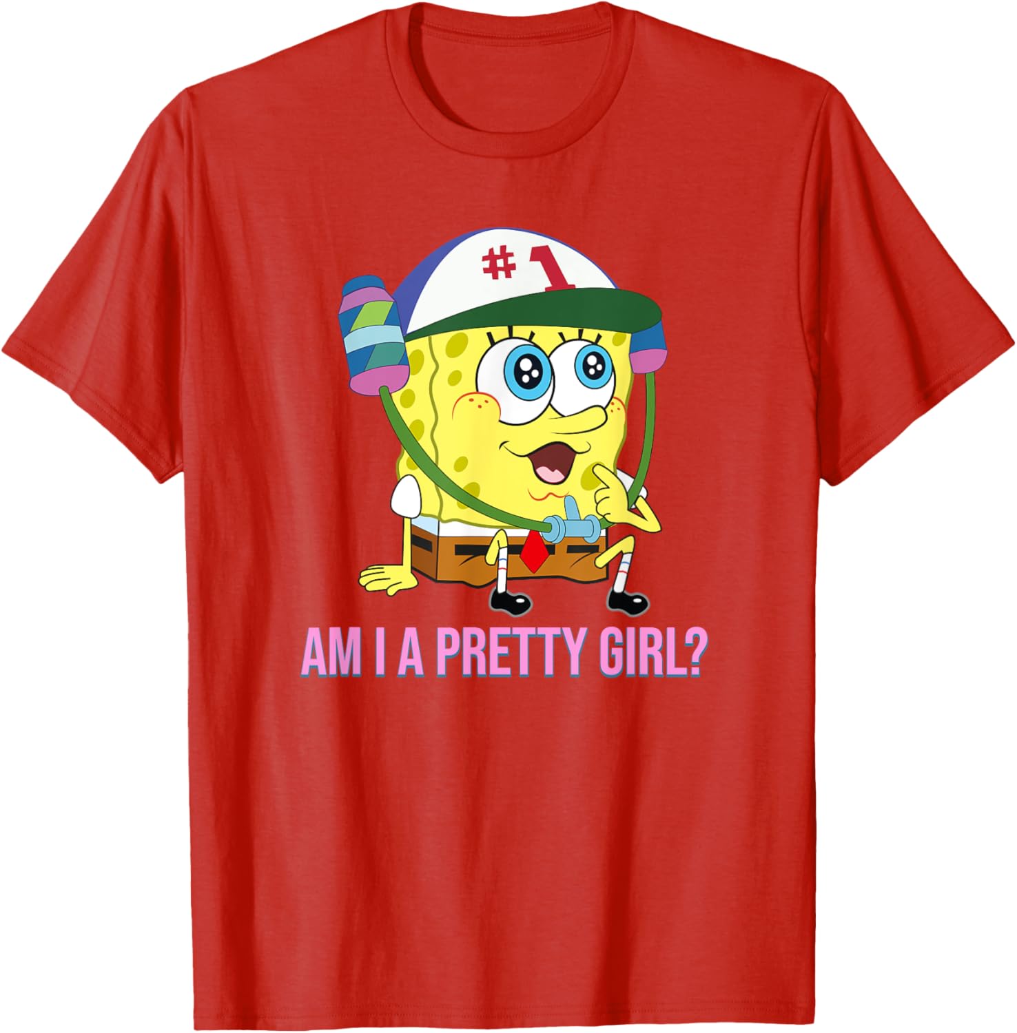Cute SpongeBob SquarePants Am I a Pretty Girl T-Shirt for Fun Fashion - 6