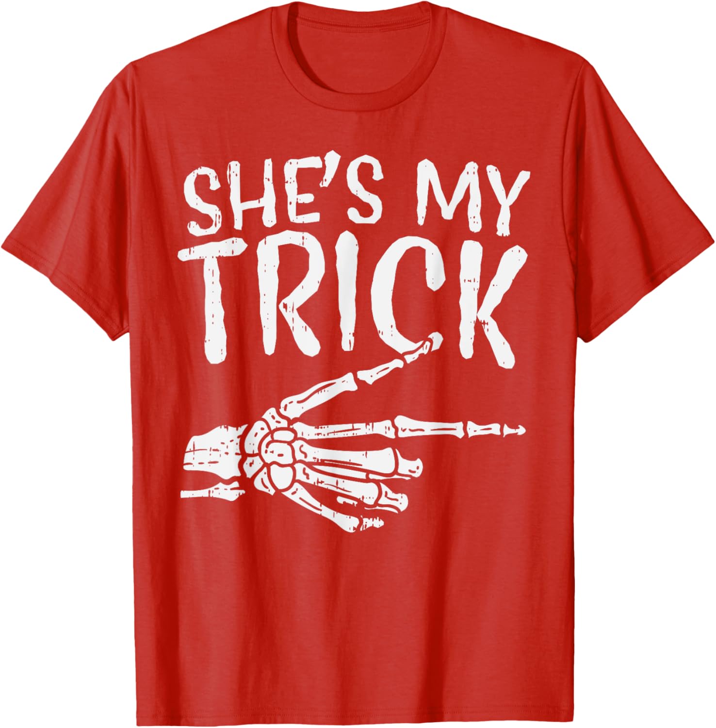 Cute Boyfriend T-Shirt for Matching Halloween Costume - She’s My Trick Design - 13