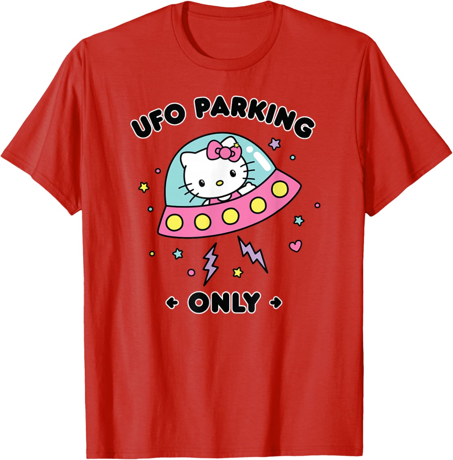 Hello Kitty UFO Parking Only Area 51 Alien Spaceship T-Shirt for Fun Lovers - 7