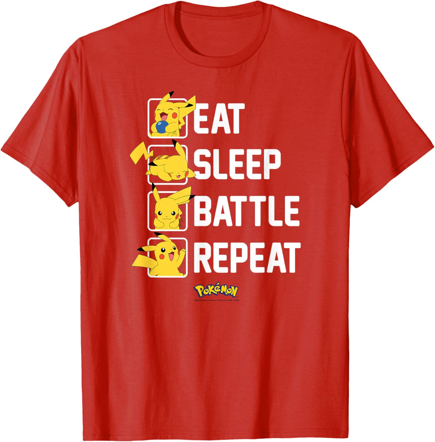 Pikachu Eat Sleep Battle Repeat T-Shirt for Pokémon Fans and Gamers - 7
