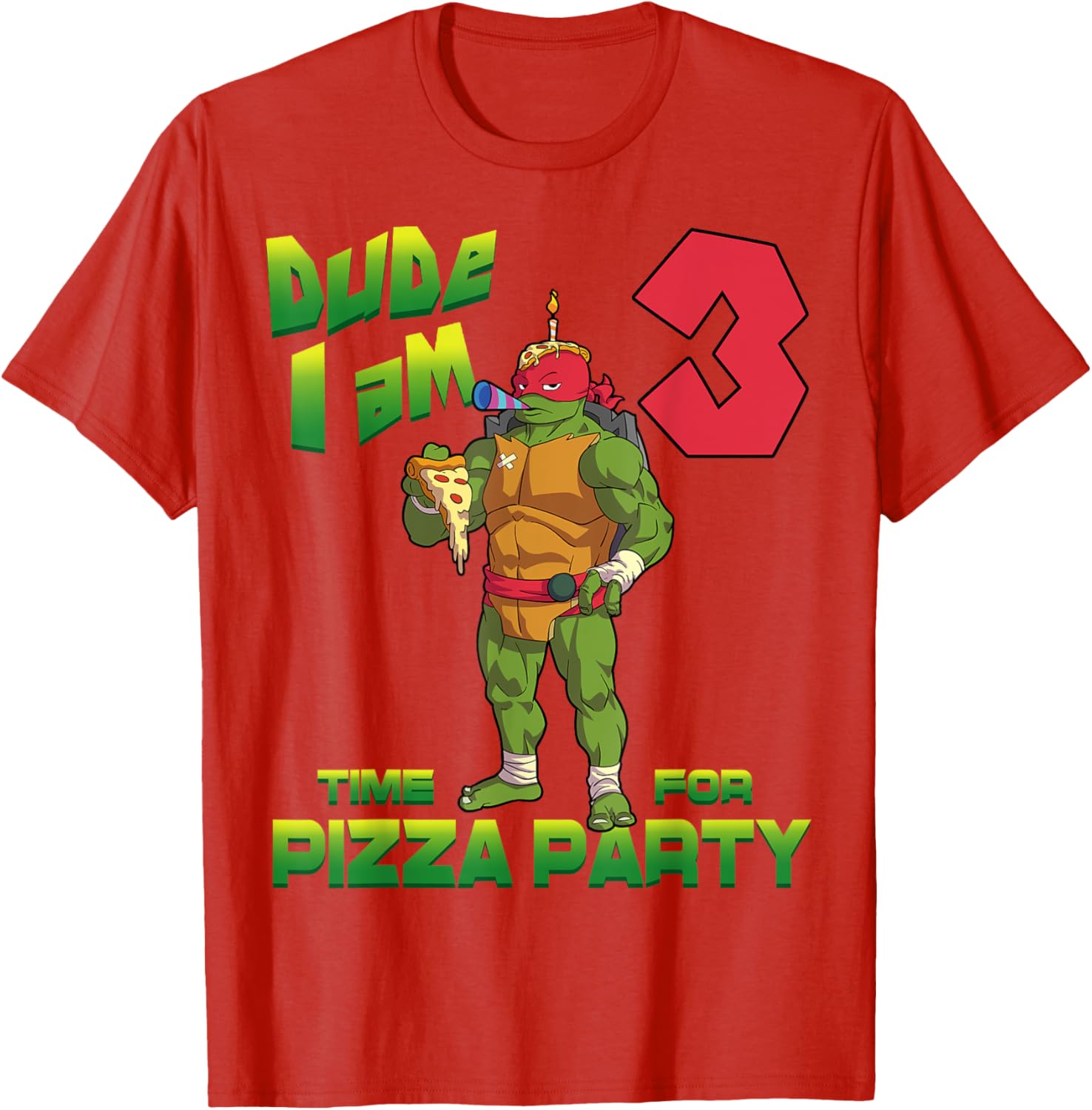 Mademark TMNT Raphael Pizza Birthday T-Shirt for 3 Year Old Kids - 4