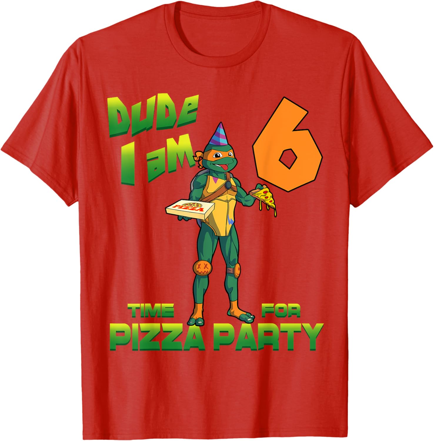 Mademark TMNT Michelangelo Pizza Birthday T-Shirt for 6 Year Olds - 10