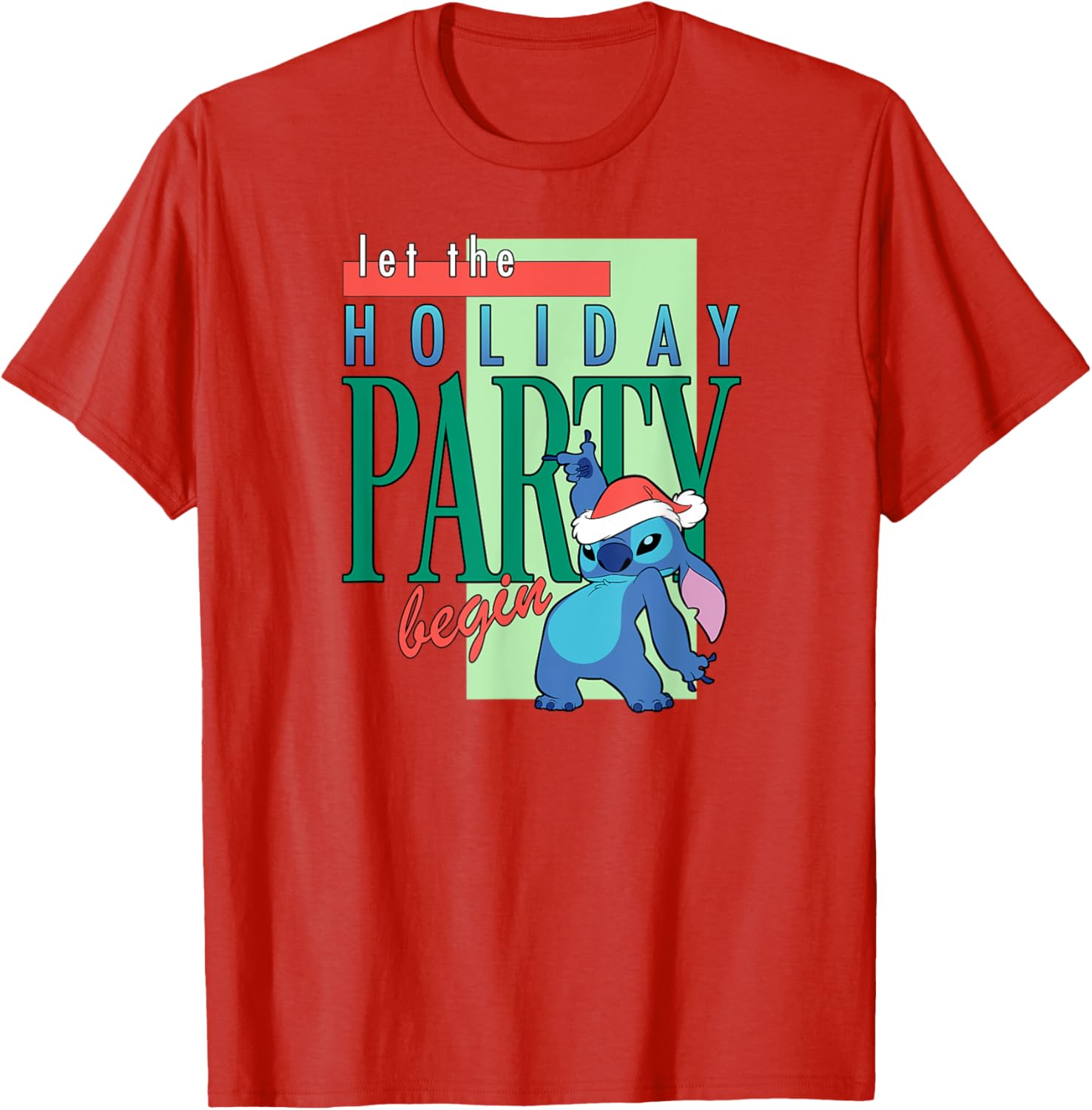 Festive Amazon Essentials Stitch Santa Let The Holiday Party Begin T-Shirt - 4