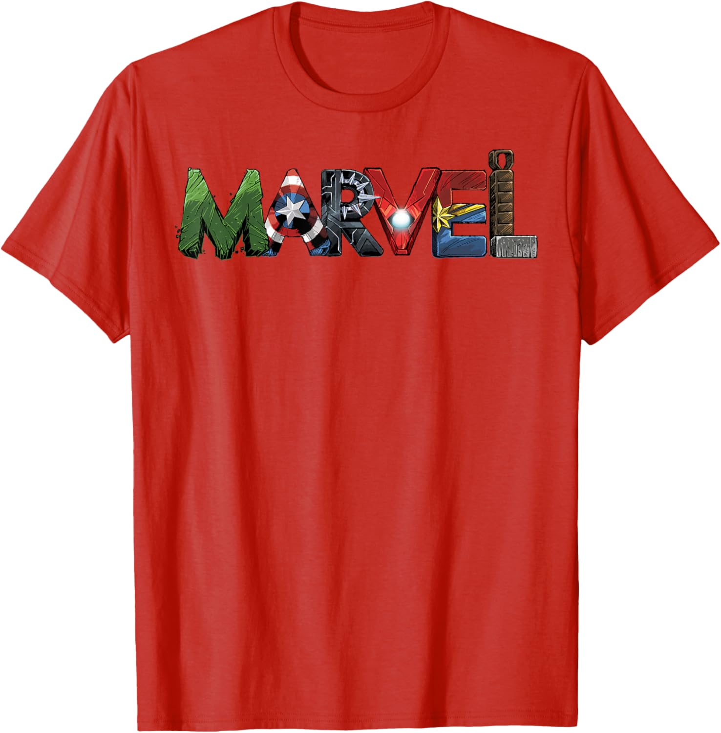 Marvel Avengers Character Text Portrait T-Shirt for Superhero Fans - 6