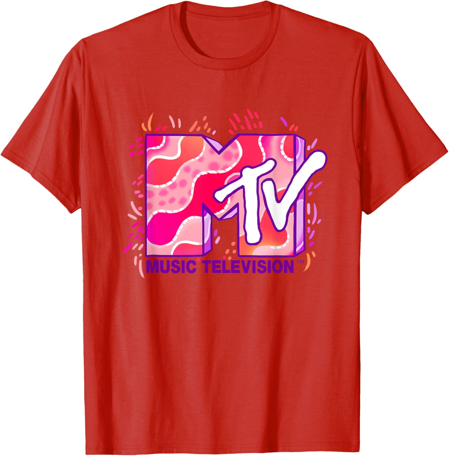 Mademark x MTV Funky Pink and Purple Waves Logo T-Shirt for Cool Style - 8