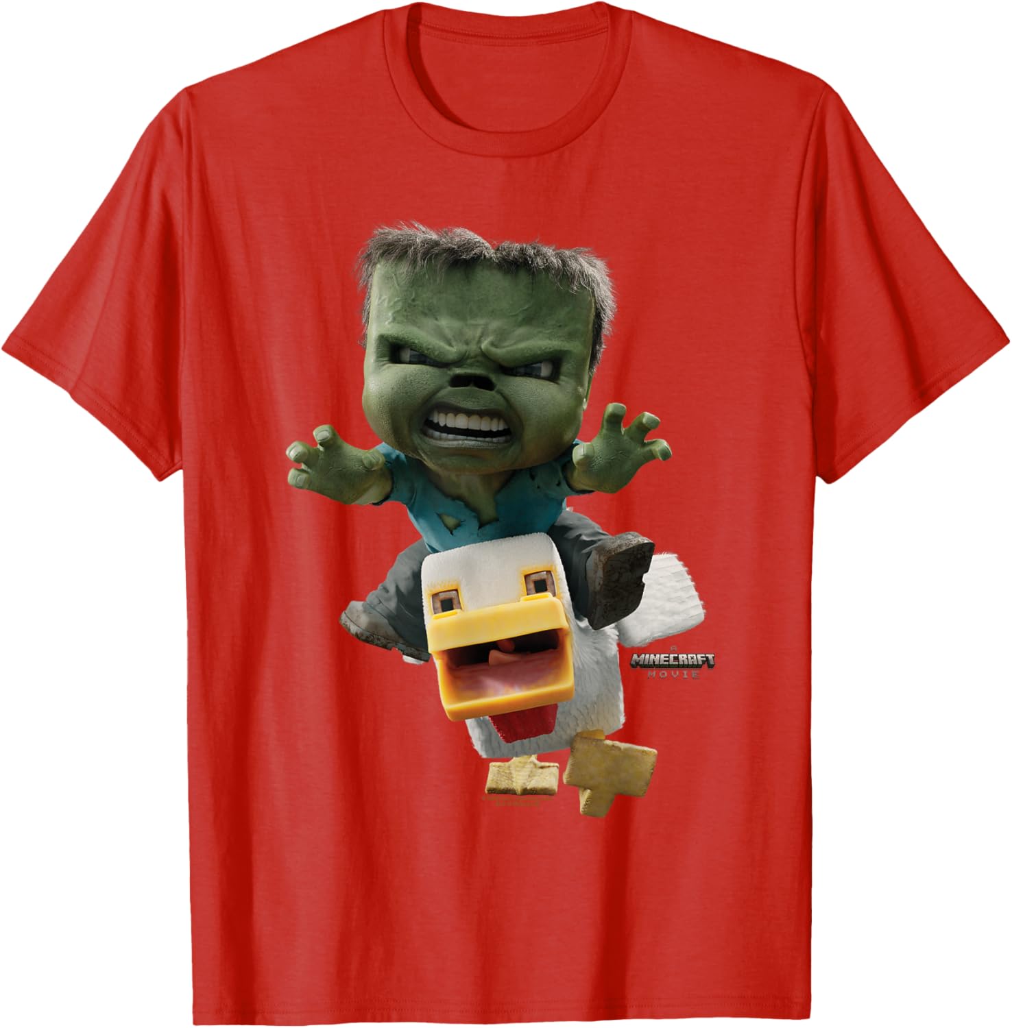 Cool Minecraft Movie Chicken Jockey Baby Zombie Attack T-Shirt for Kids - 18