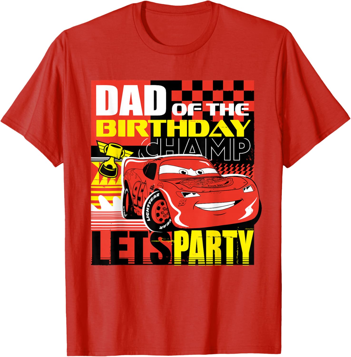 Disney Pixar Cars Dad of the Birthday Champ T-Shirt Fun Party Wear - 5