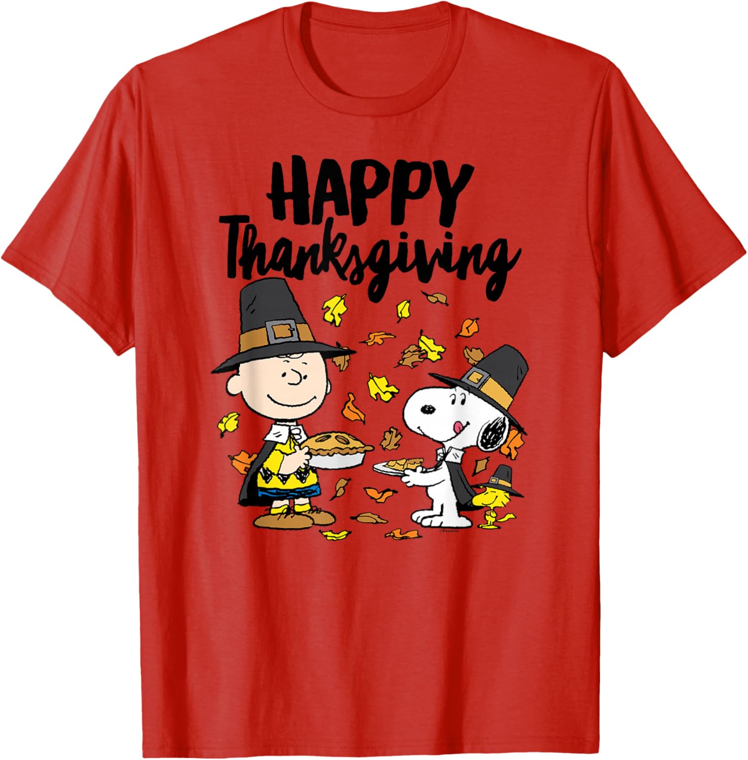 Happy Thanksgiving Peanuts T-Shirt with Charlie Brown Snoopy Woodstock - 7