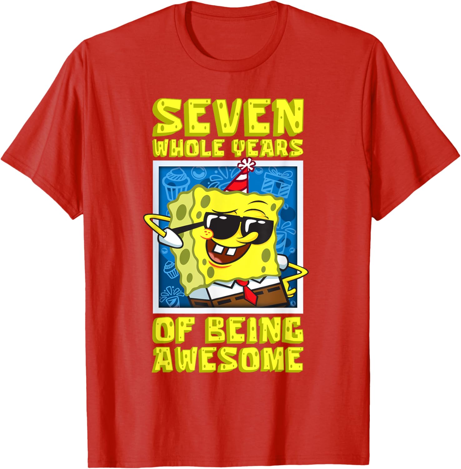Mademark SpongeBob Seven Years of Awesome 7th Birthday Gift T-Shirt - 6
