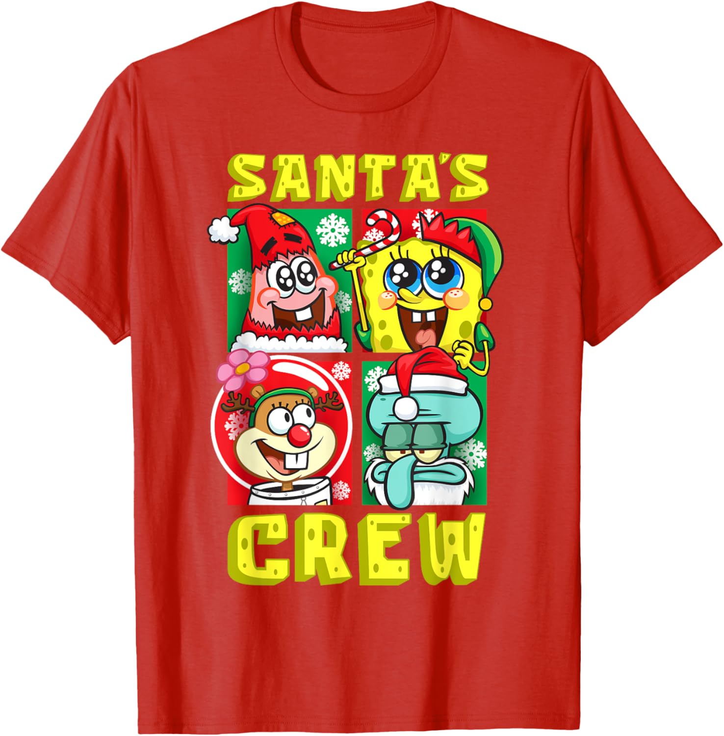 Mademark SpongeBob Christmas Crew Fun T-Shirt with Santa Patrick Sandy Squidward - 9