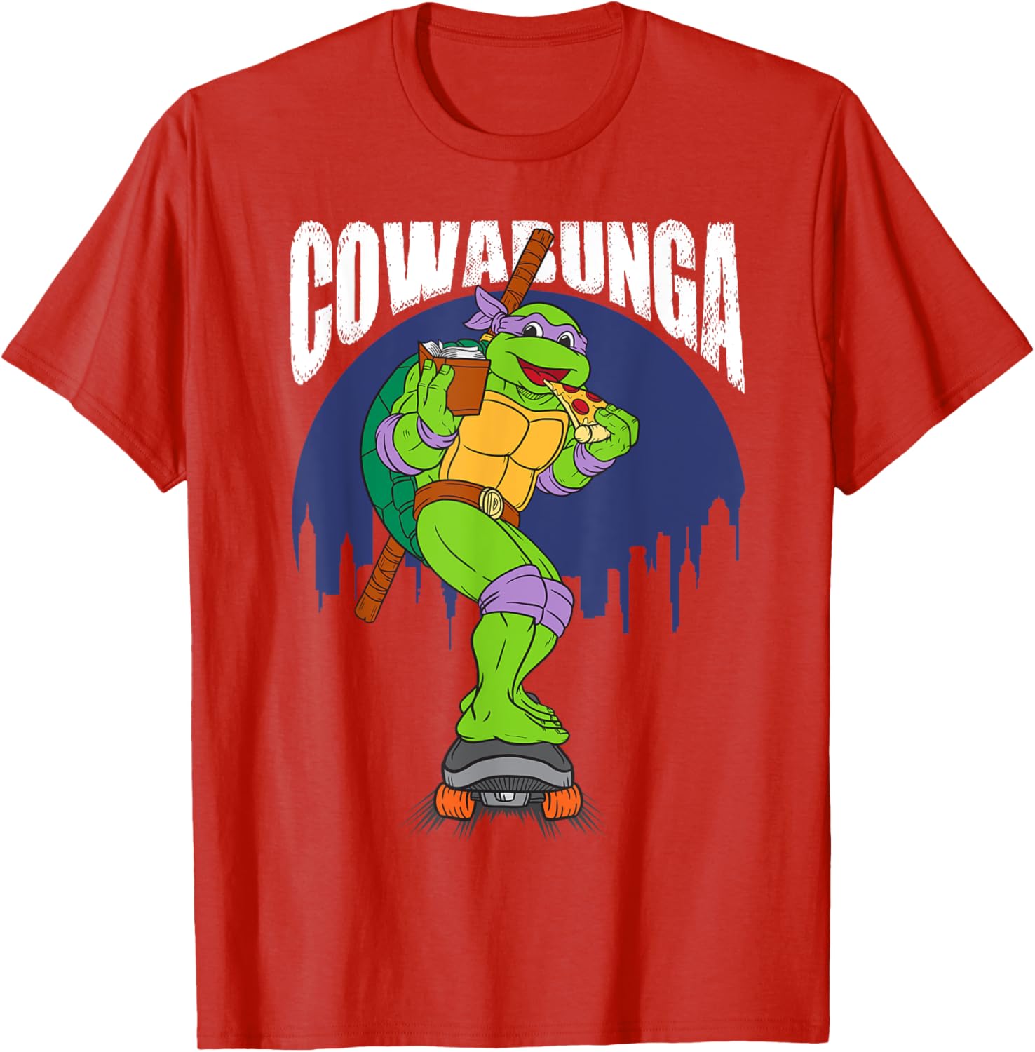 Cowabunga Donatello on Skates Pizza T-Shirt for TMNT Fans - 21