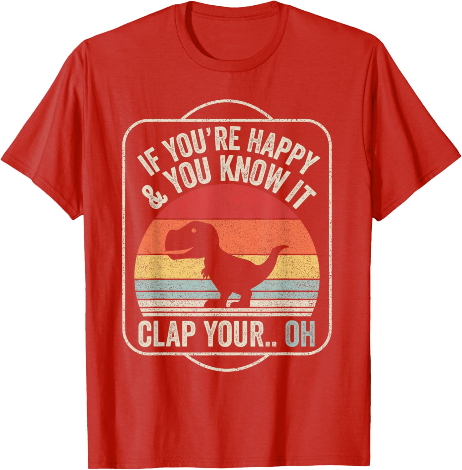 Catch Some Rays T-Rex Happy Dino Vintage Black Short Sleeve T-Shirt - 12