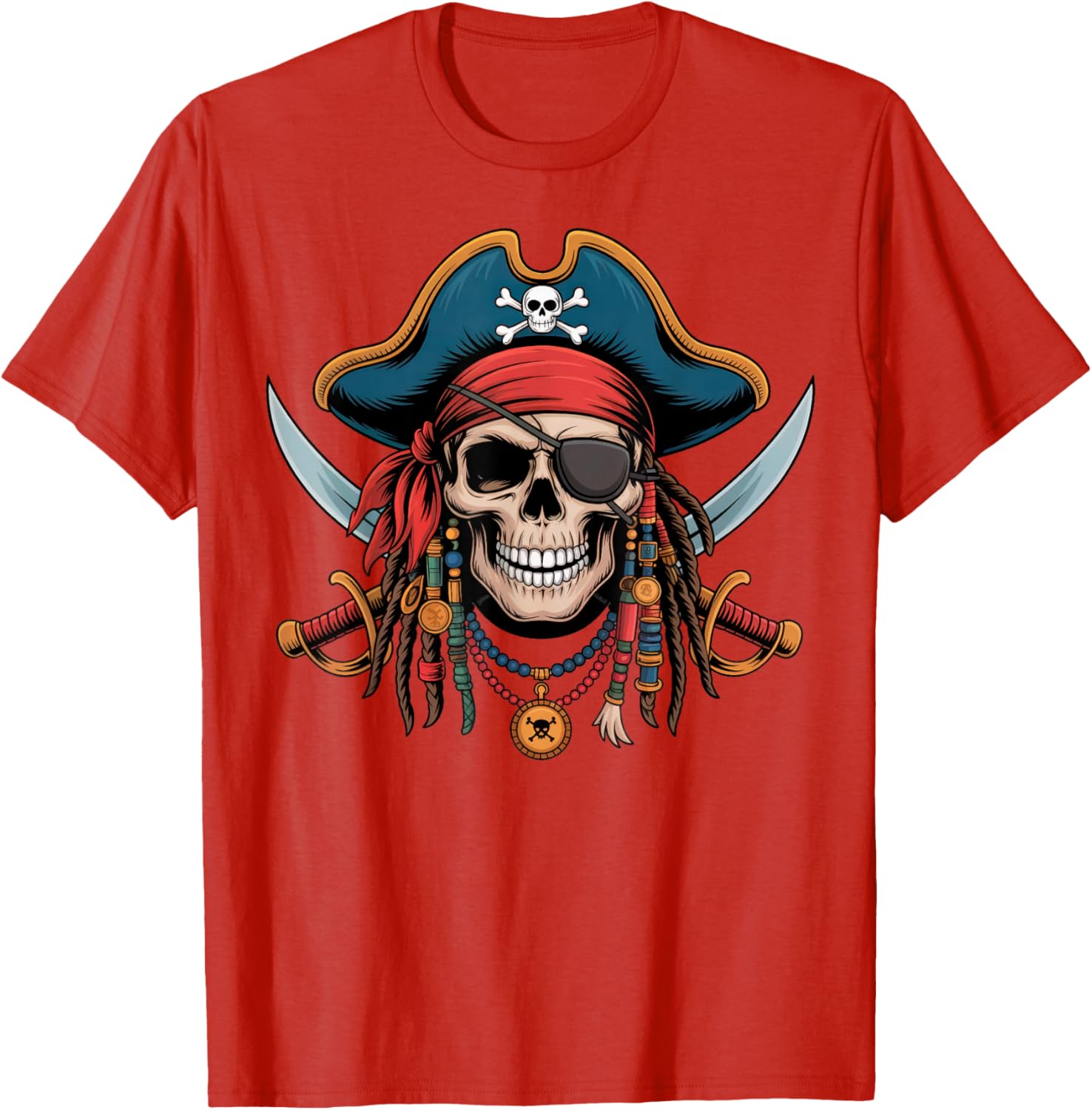 Pirate Skull and Crossbones Skeleton Halloween T-Shirt for Men and Boys - 24