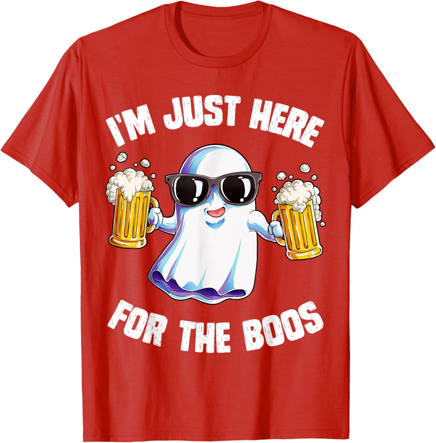 Funny Halloween Ghost T-Shirt for Men and Women I'm Just Here For The Boos - 5