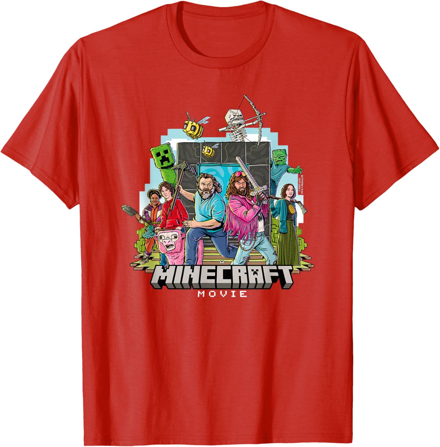 Minecraft Movie Character Group Shot T-Shirt in Cartoon Style - 11