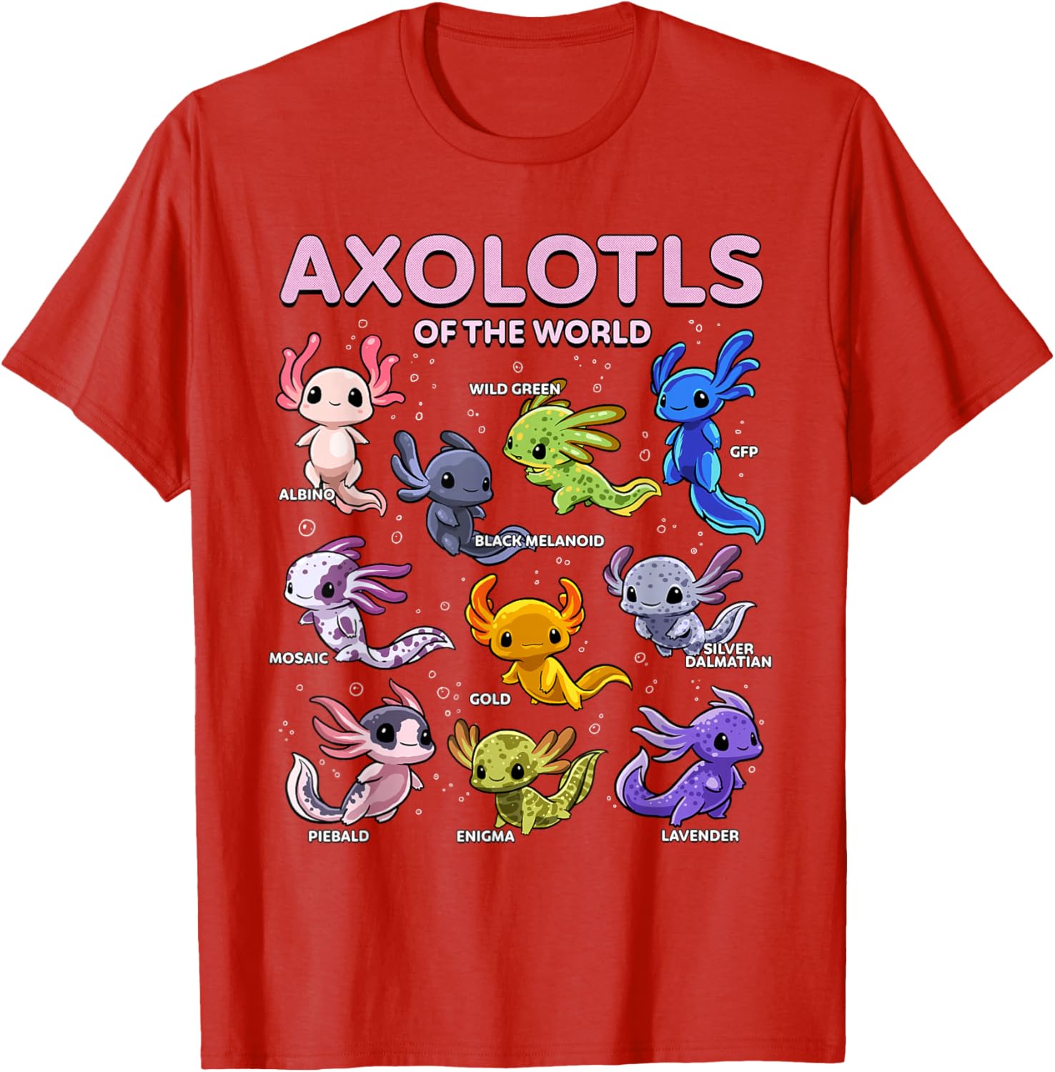 Kawaii Axolotl T-Shirt for Animal Lovers | Cute Axolotls of the World - 7
