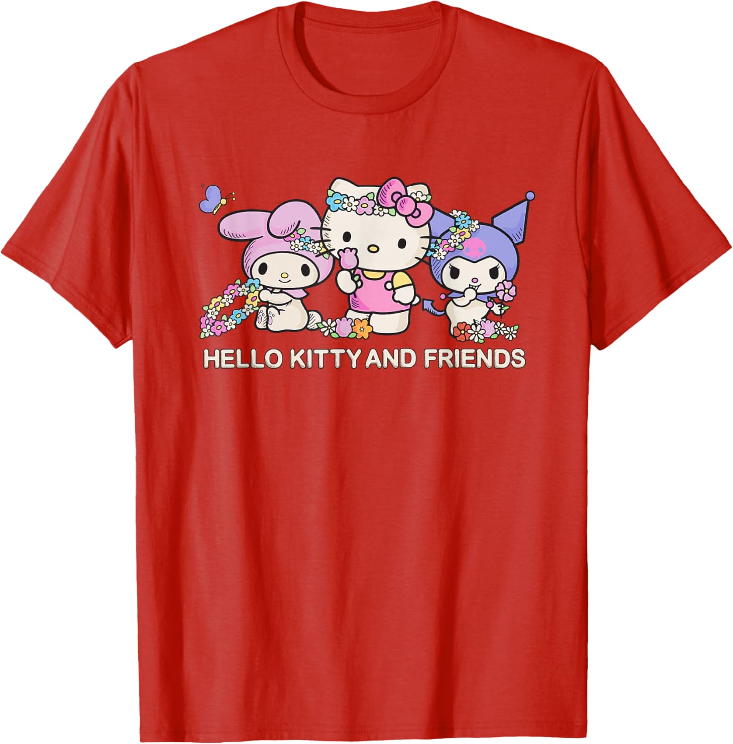Hello Kitty and Friends Flower Crowns T-Shirt in Black for Kids Small - 5