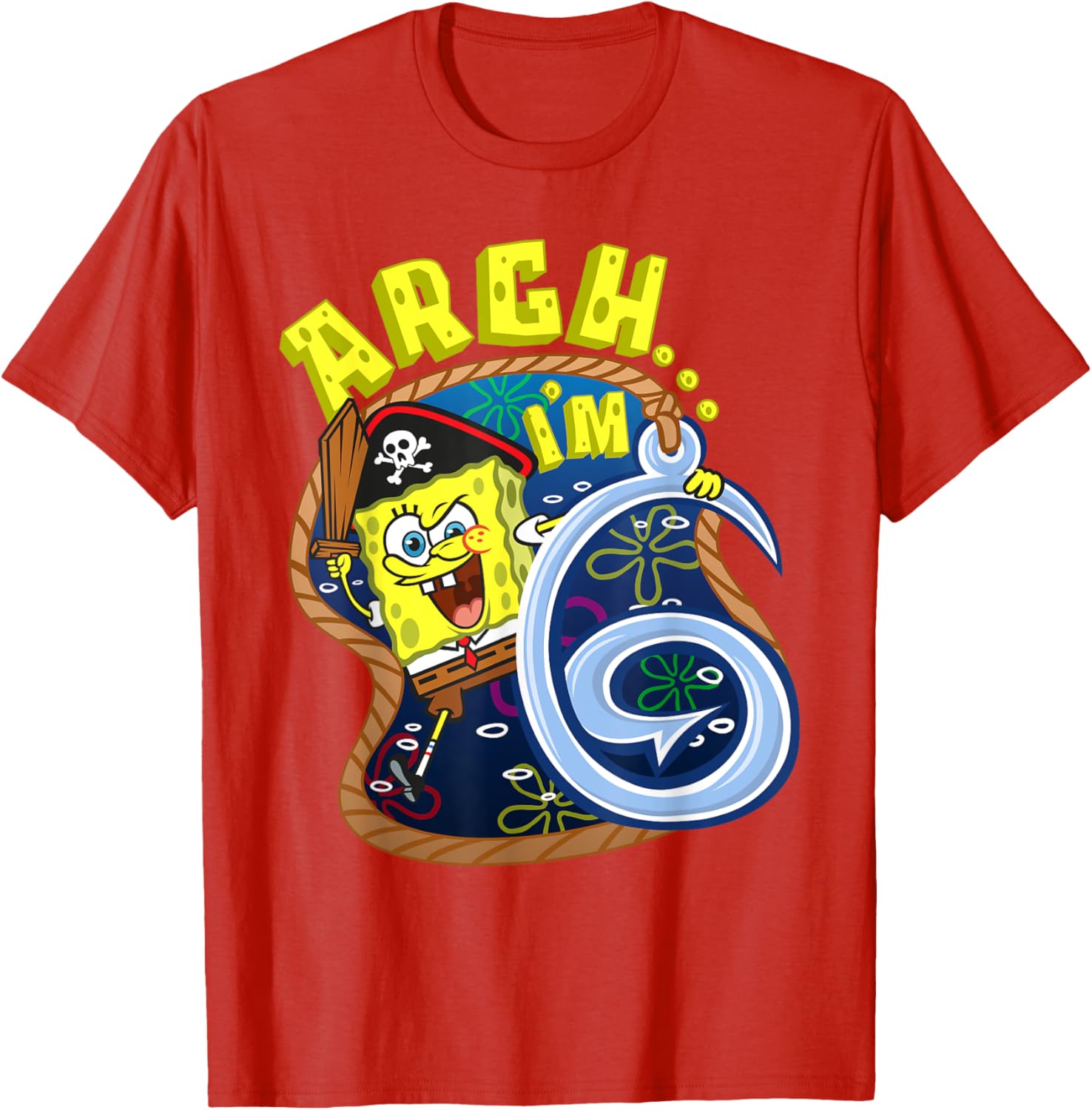 Mademark SpongeBob SquarePants Pirate Theme T-Shirt for 6th Birthday - 3