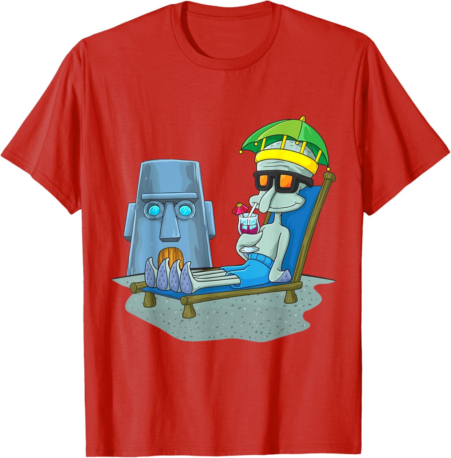 Mademark x SpongeBob SquarePants Squidward Sunbathing T-Shirt for Fans - 25