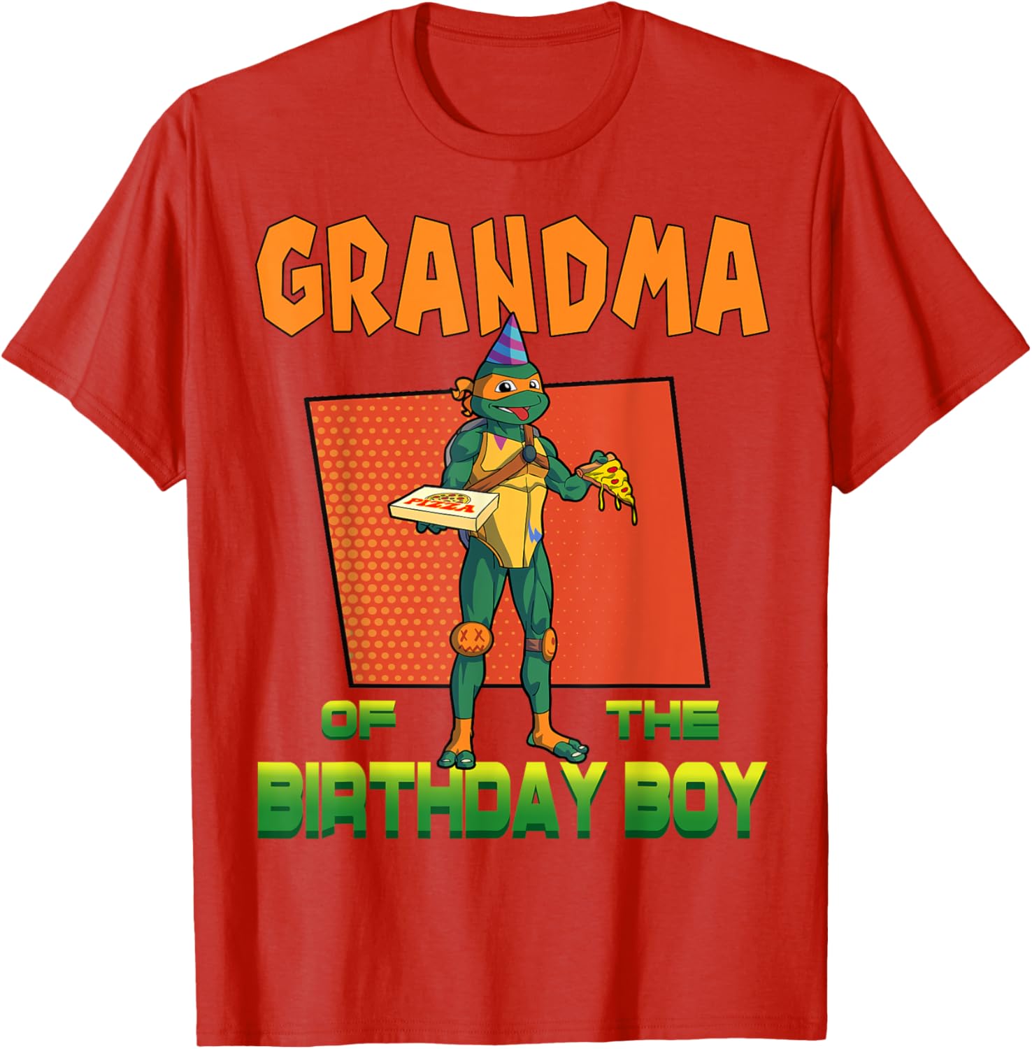 Mademark TMNT Mikey Grandma Birthday Boy Pizza Party T-Shirt for Kids - 3