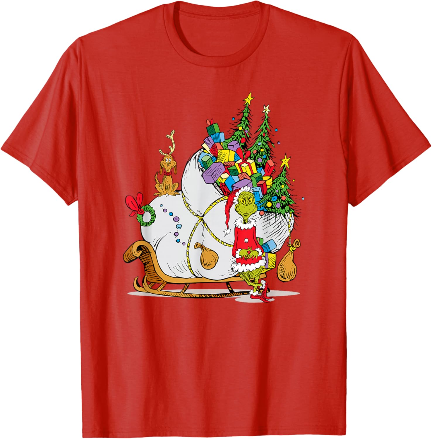 Dr. Seuss Grinch Sleigh T-Shirt - Fun Christmas Apparel for Everyone - 12