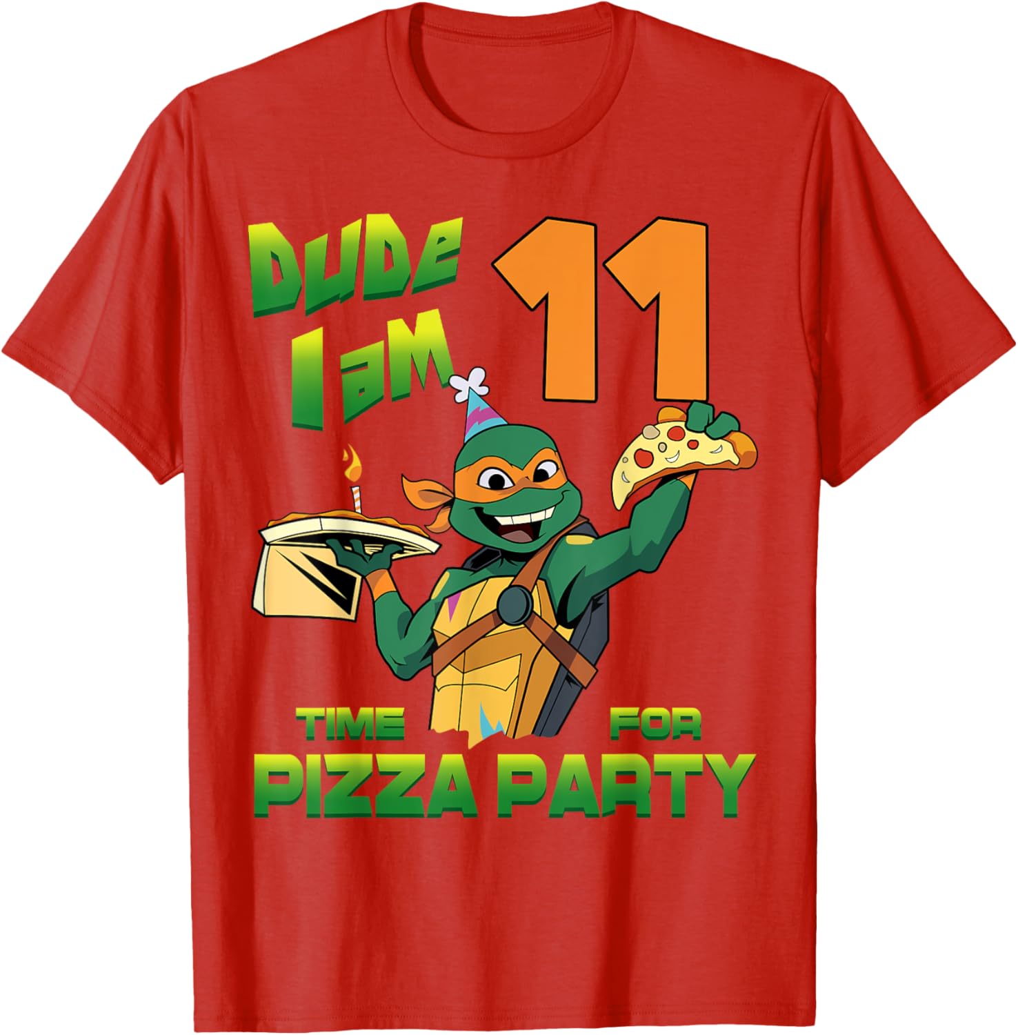 Mademark Teenage Mutant Ninja Turtles Mikey Pizza Birthday T-Shirt - 25