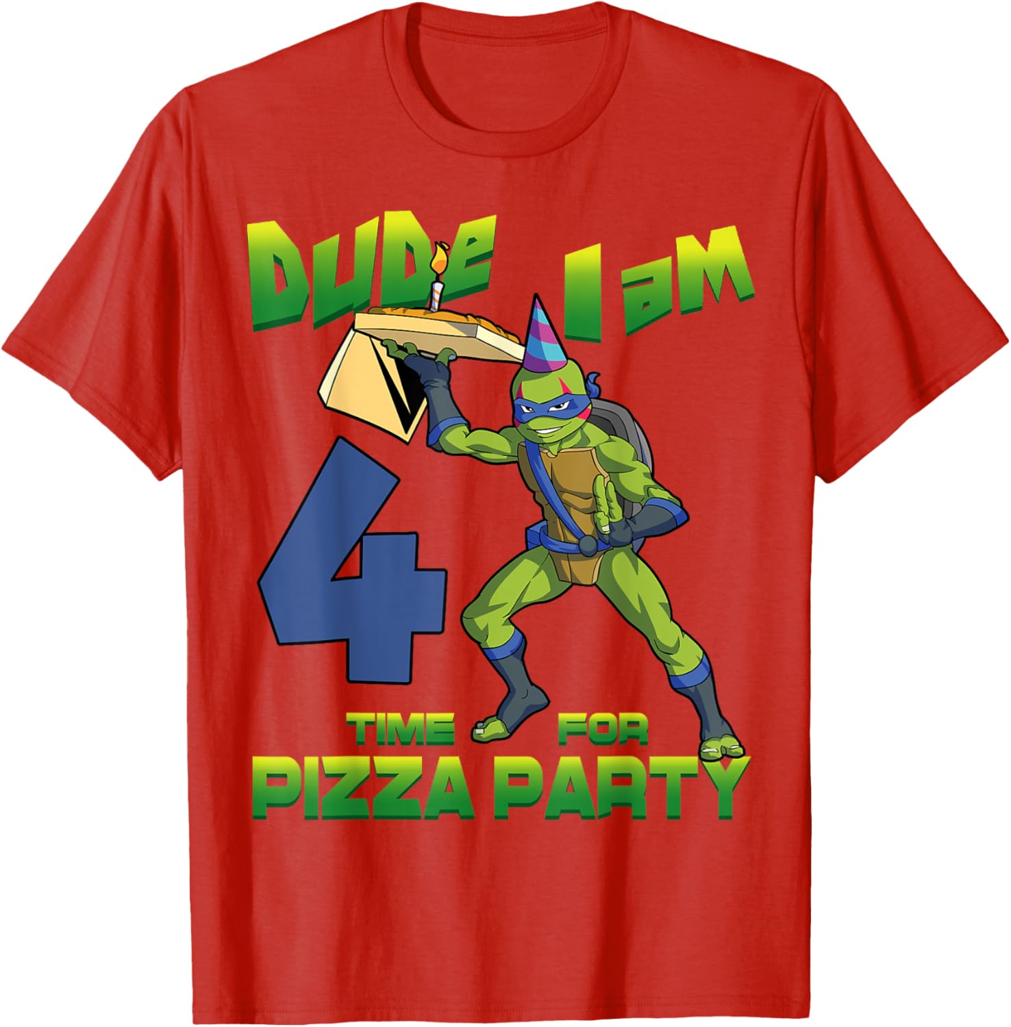 TMNT Leo Pizza Birthday Party T-Shirt for 4 Year Olds - Fun Design - 2
