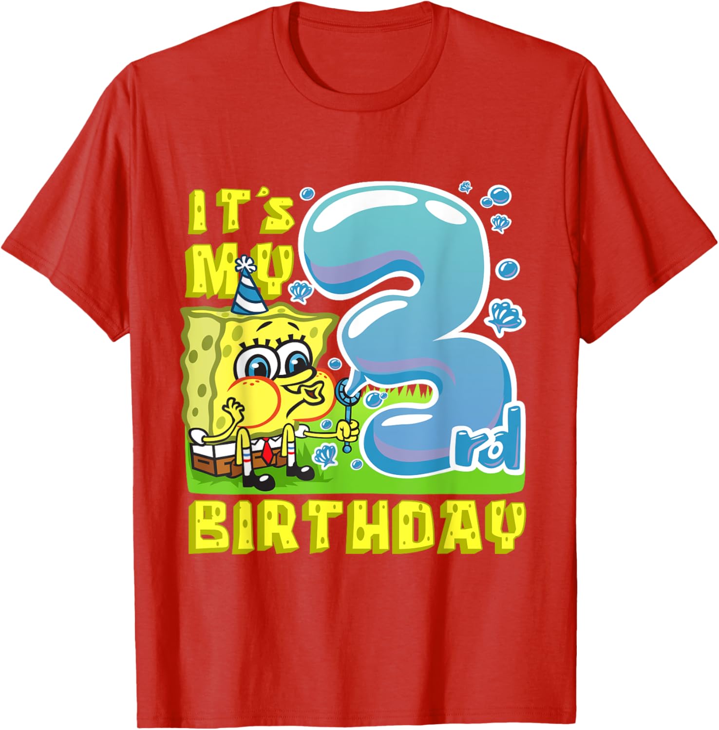 Mademark SpongeBob Third Birthday T-Shirt for Boys and Girls - 13