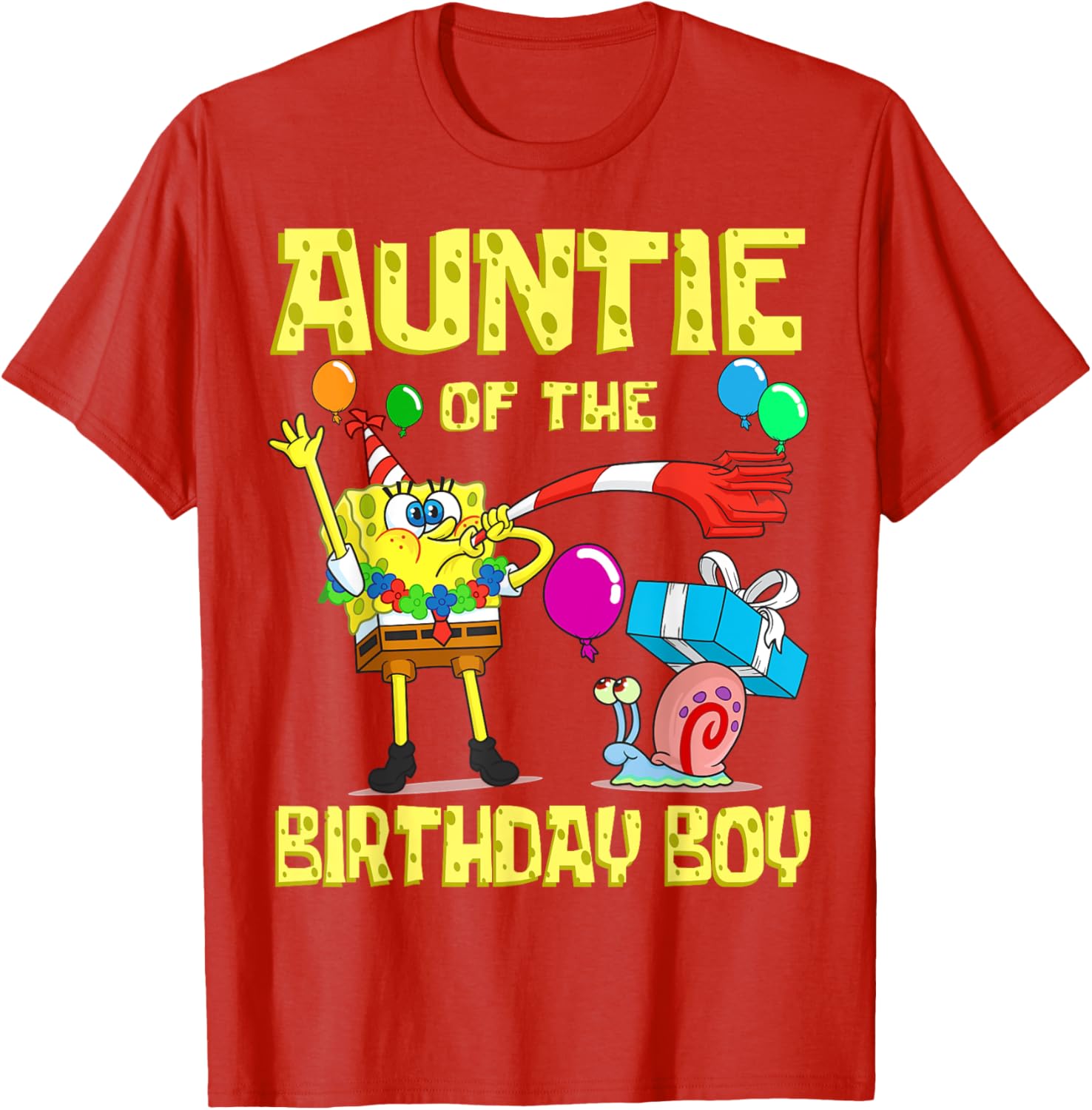 Mademark SpongeBob Birthday Boy Auntie Theme T-Shirt Fun Party Apparel - 3