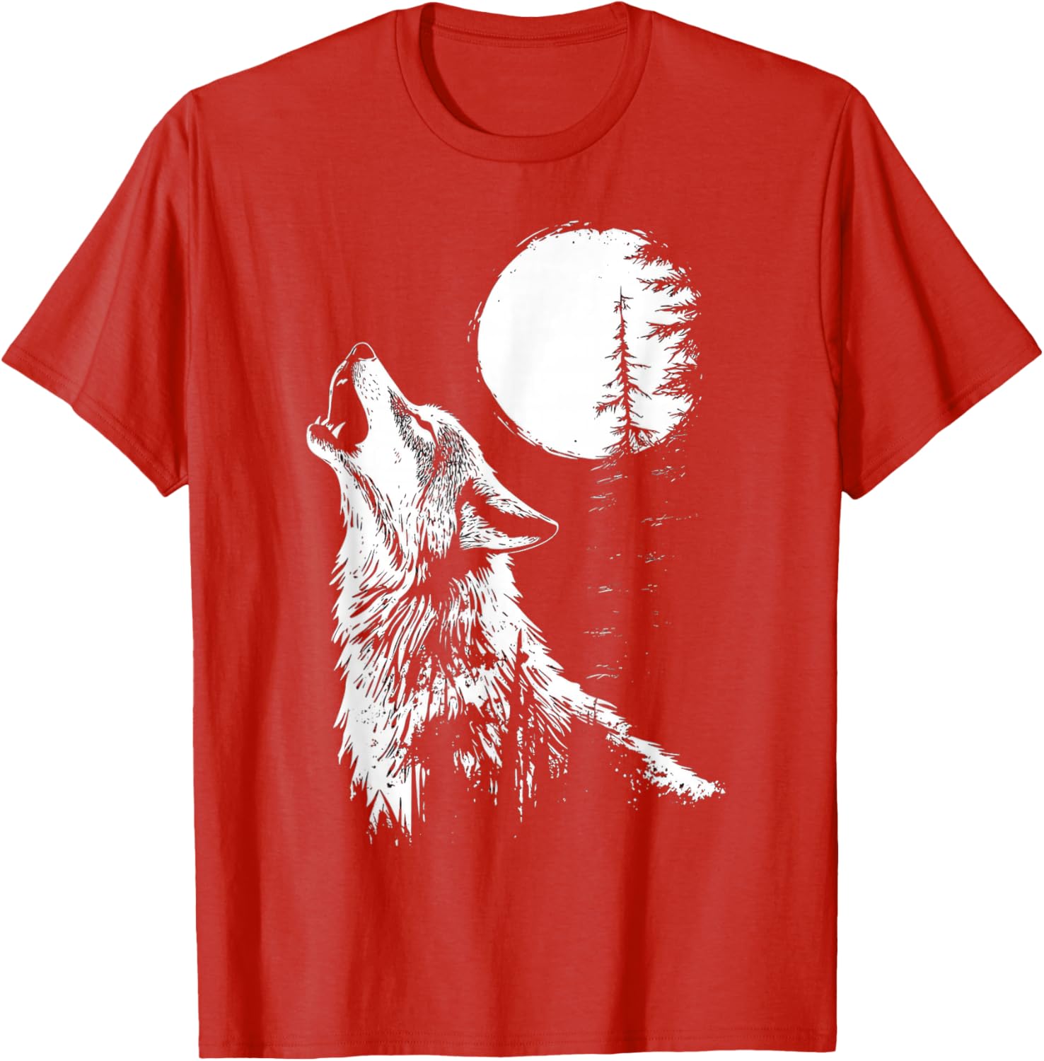 Howling Wolf Graphic Tee Moon Forest Nature Wildlife T-Shirt - 11