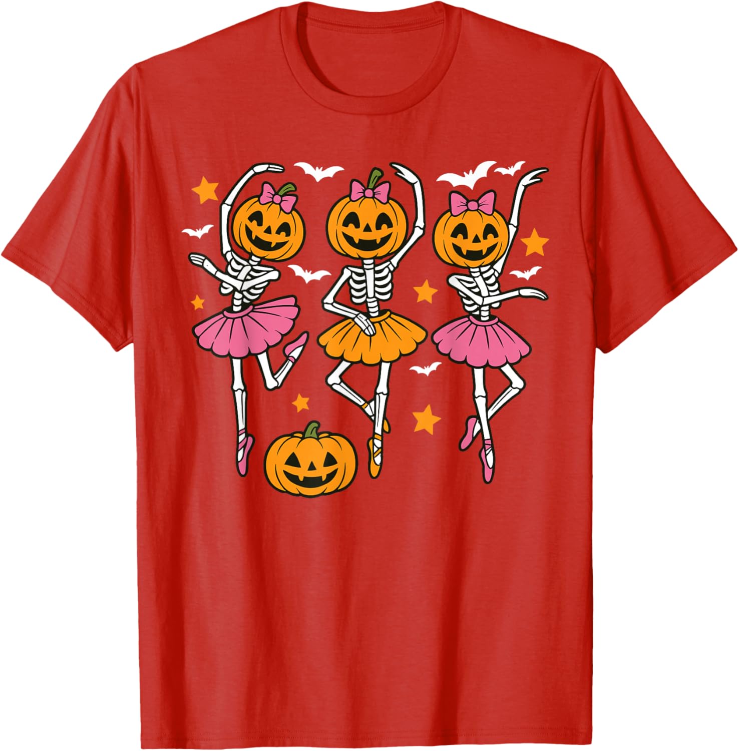 Cute Girls Halloween Ballet Skeleton Pumpkin T-Shirt for Festive Fun - 10