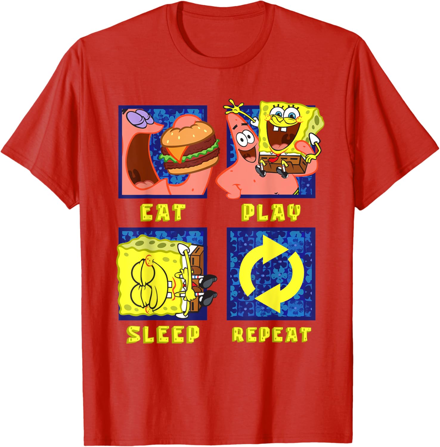 Mademark SpongeBob Eat Play Sleep Repeat Funny T-Shirt for Patrick Fans - 14