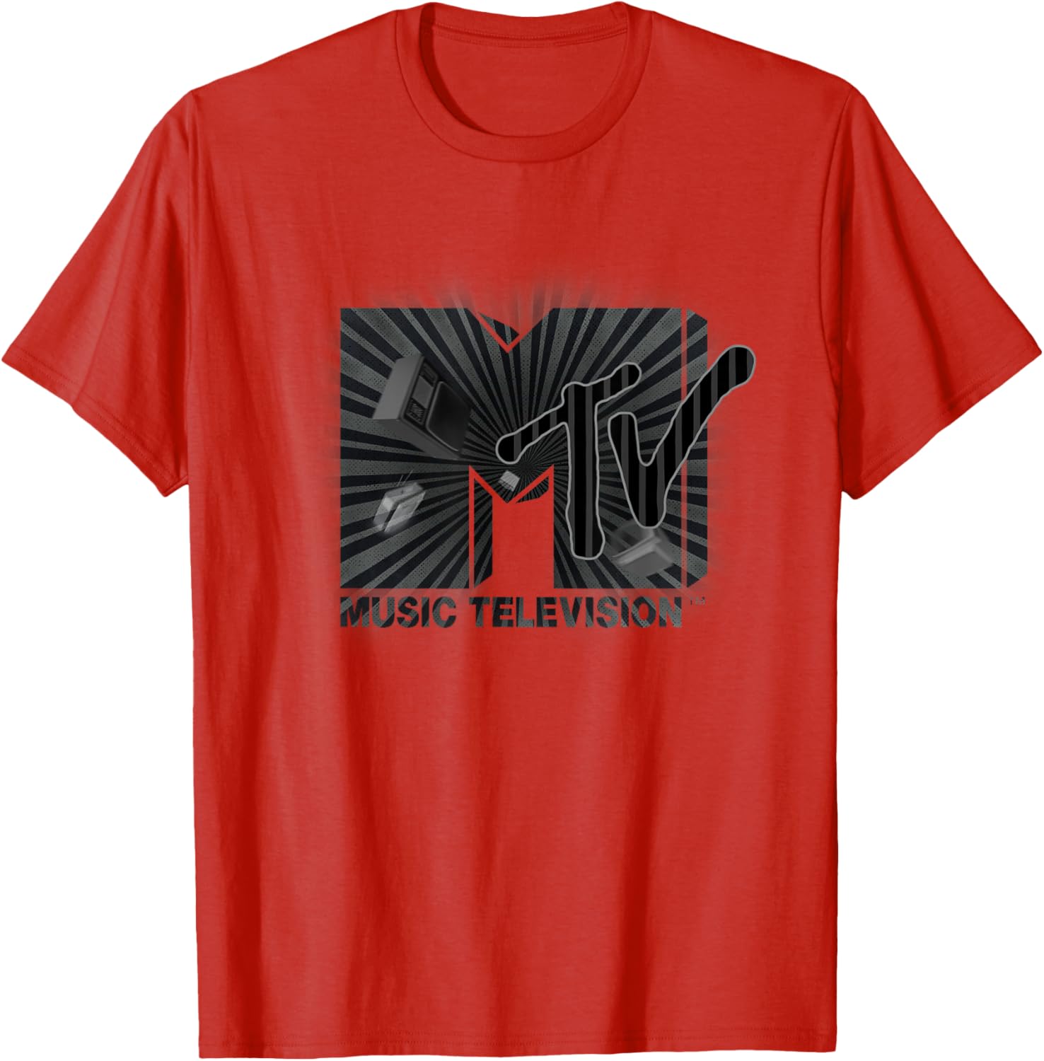 Mademark x MTV Vintage Logo T-Shirt with Old TV and Ham Radio Design - 2