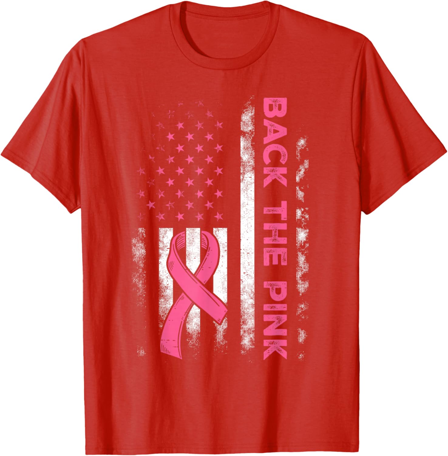Back The Pink US Flag Breast Cancer Awareness T-Shirt for All Ages - 1