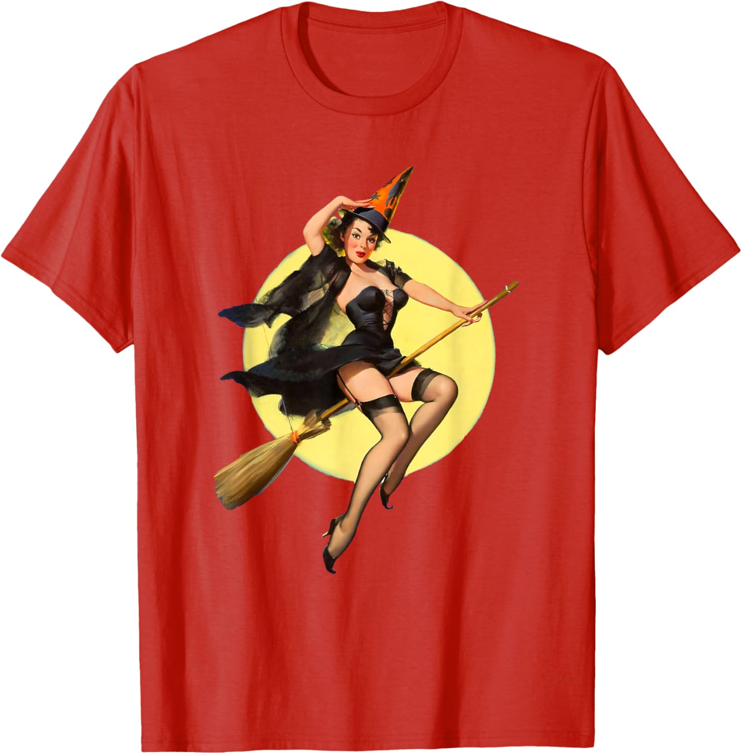 Vintage Pin Up Witch Halloween T-Shirt for Fun Spooky Style - 8