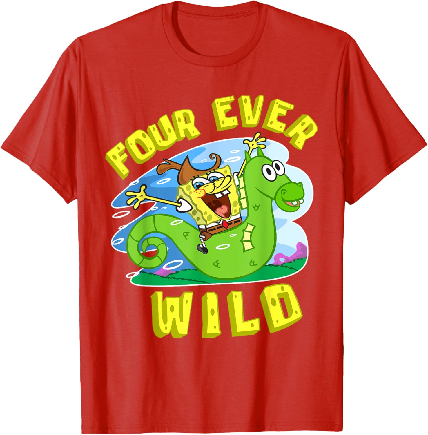 Mademark SpongeBob 4th Birthday T-Shirt for Boys Fun and Colorful Gift - 6