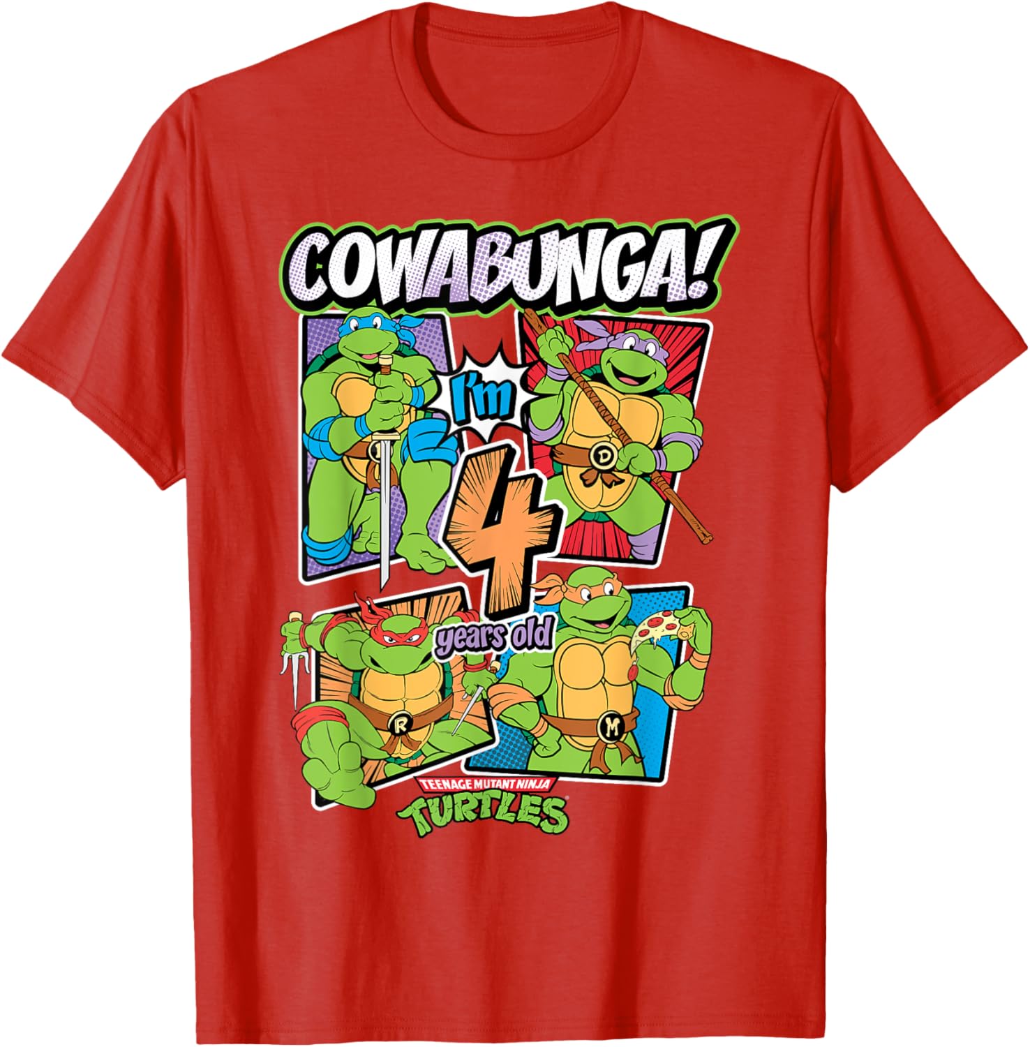 Cowabunga I'm 4 Years Old TMNT T-Shirt for Kids - Fun Ninja Turtles Apparel - 13