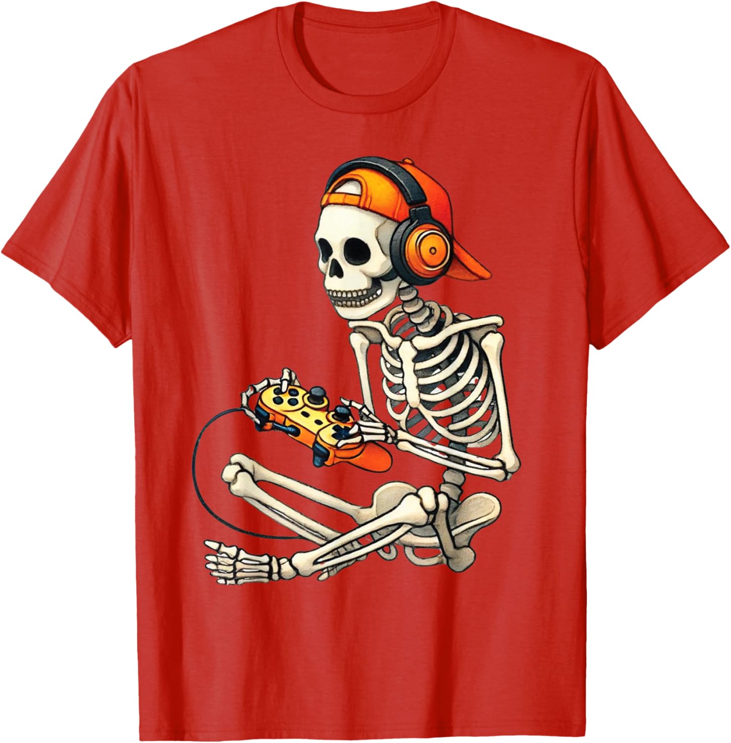 Cool Halloween Skeleton Gamer Tee for Boys and Men - Fun Graphic T-Shirt - 3