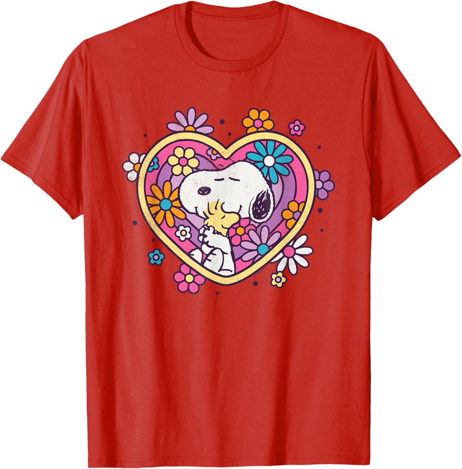 Peanuts Hug Heart Flowers T-Shirt Cute Apparel for Friends and Family - 3