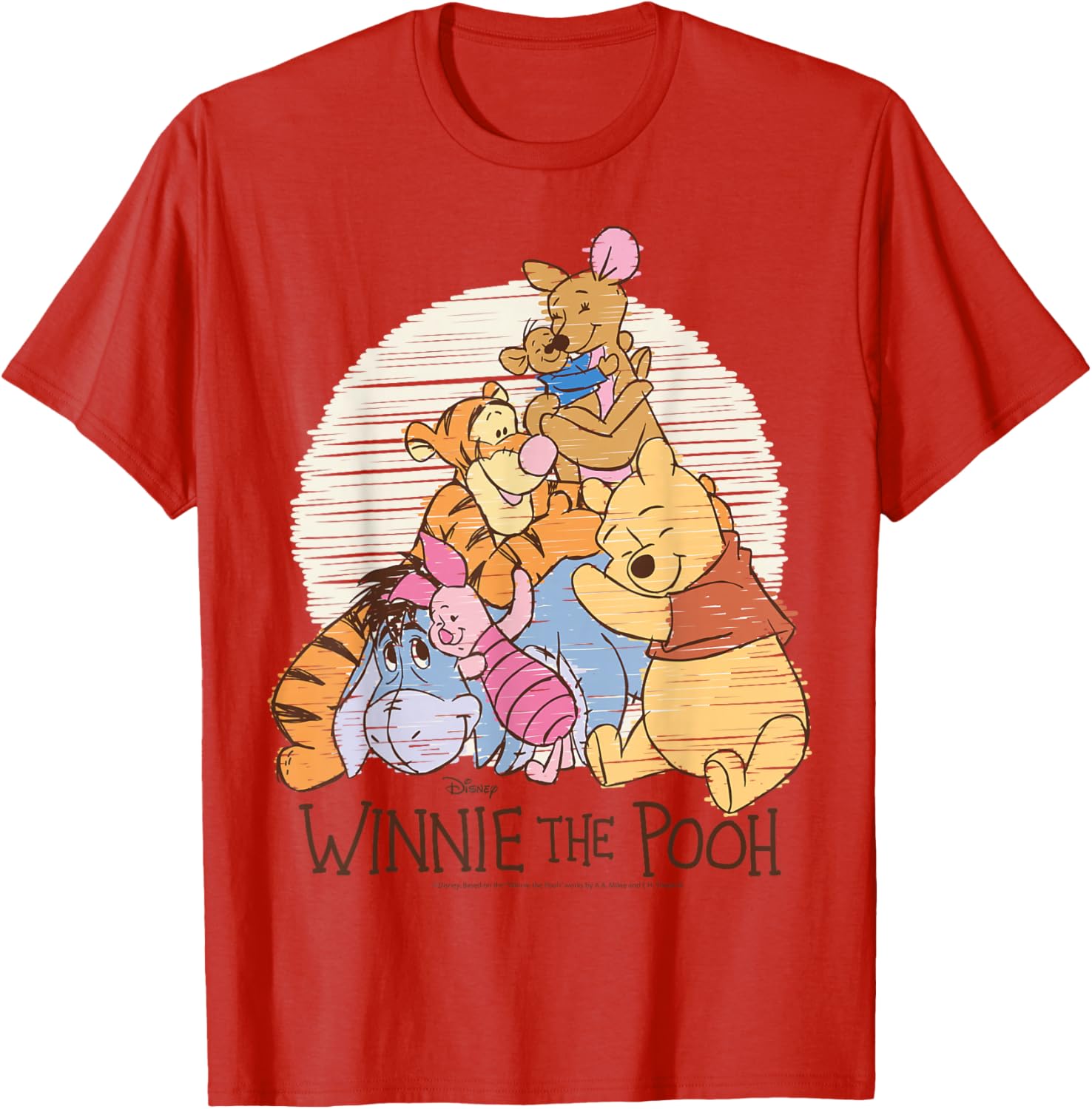 Winnie The Pooh Characters Hug T-Shirt for Kids and Adults Fun Wear - 12