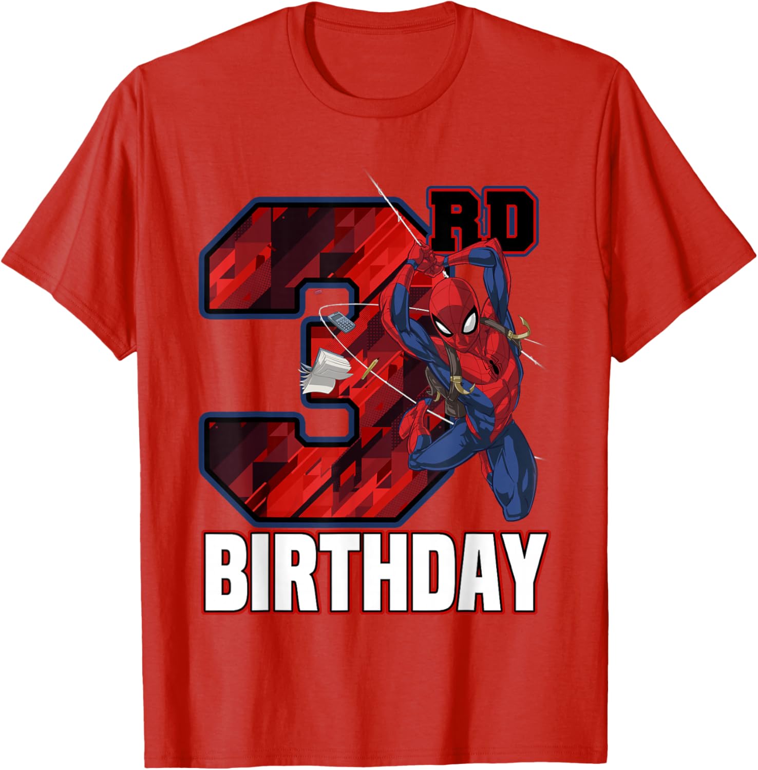 Spider-Man Web Swing 3rd Birthday T-Shirt for Kids Fun Party Wear - 9