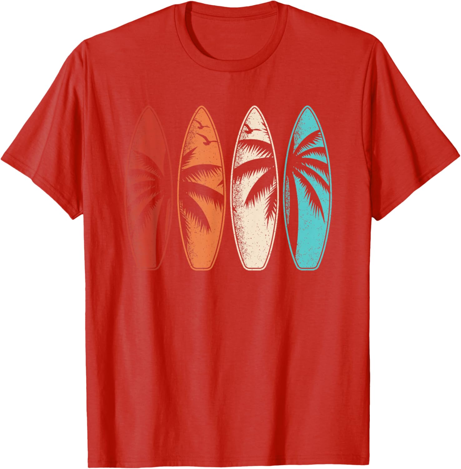 Tropical Hawaii Surfing Palm Tree Retro Surfboard T-Shirt Design - 7