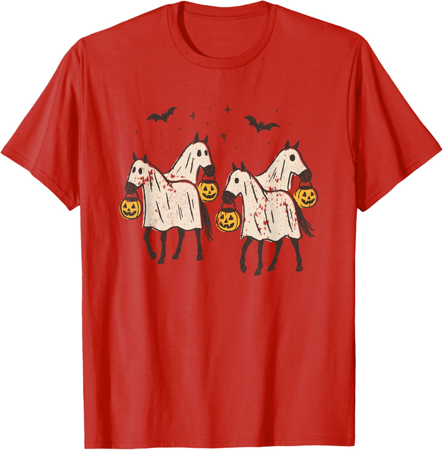 Cute Ghost Horses Halloween Trick or Treat T-Shirt for Kids and Adults - 2