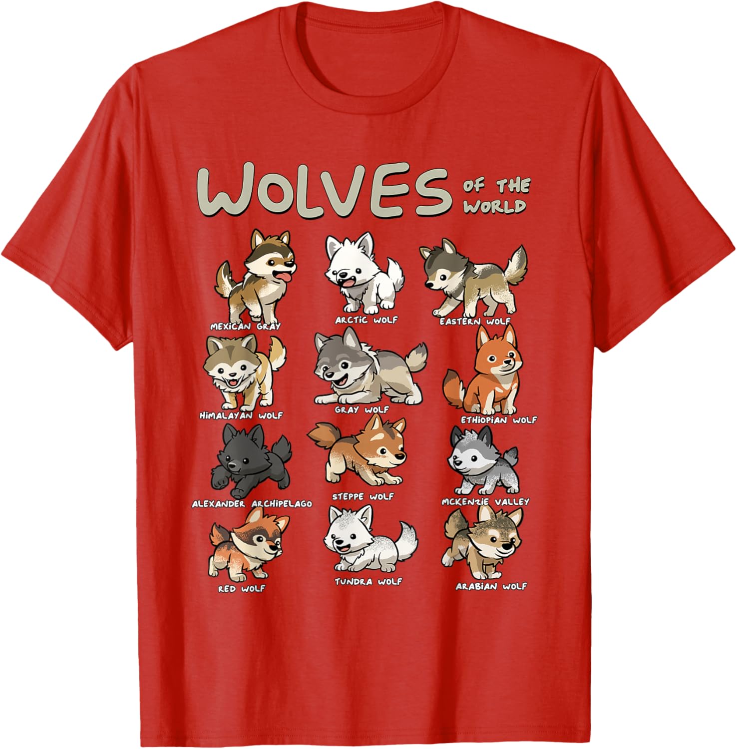 Charming Chibi Wolf T-Shirt for Animal Lovers - Cute Wolves Design - 22