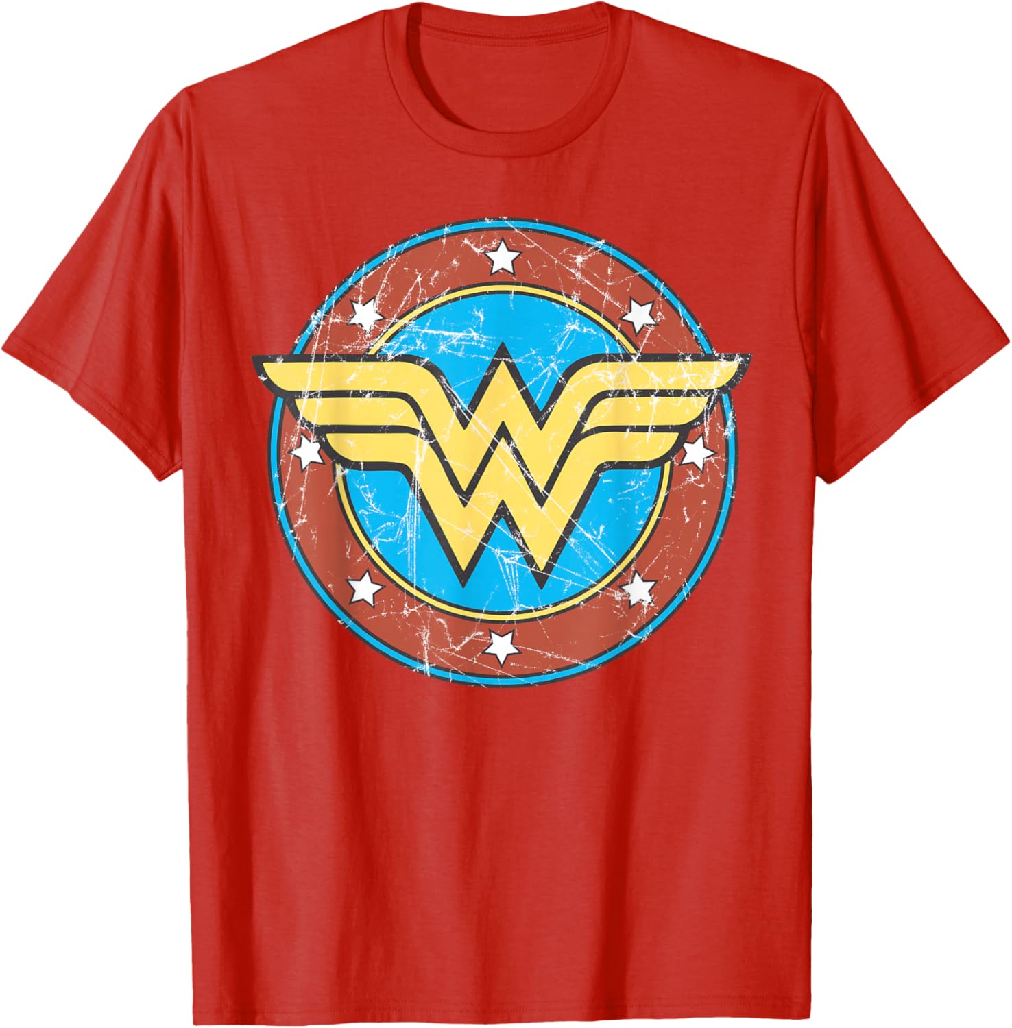 DC Wonder Woman Distressed Logo Circle T-Shirt for Superhero Fans - 9