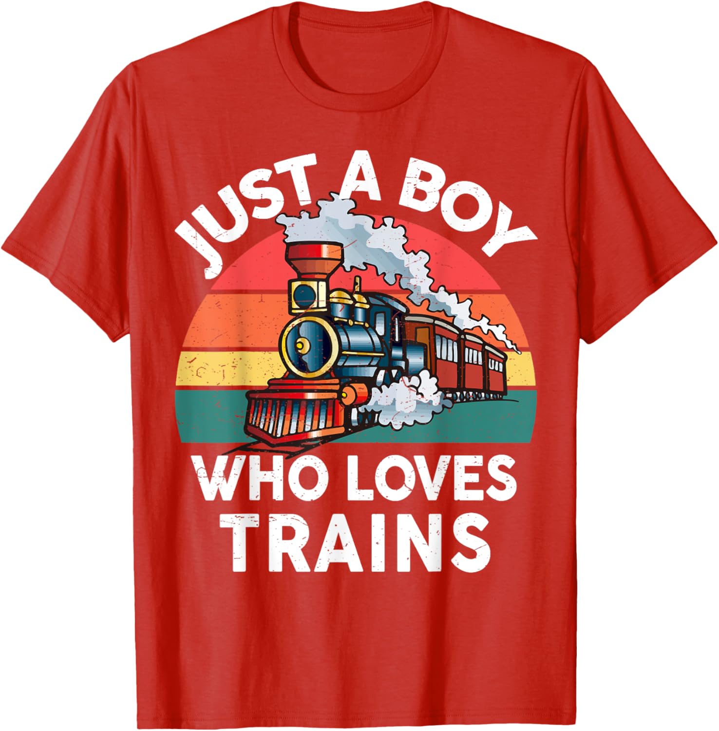 Funny Kids Train Lover T-Shirt Just A Boy Who Loves Trains Graphic Tee - 19