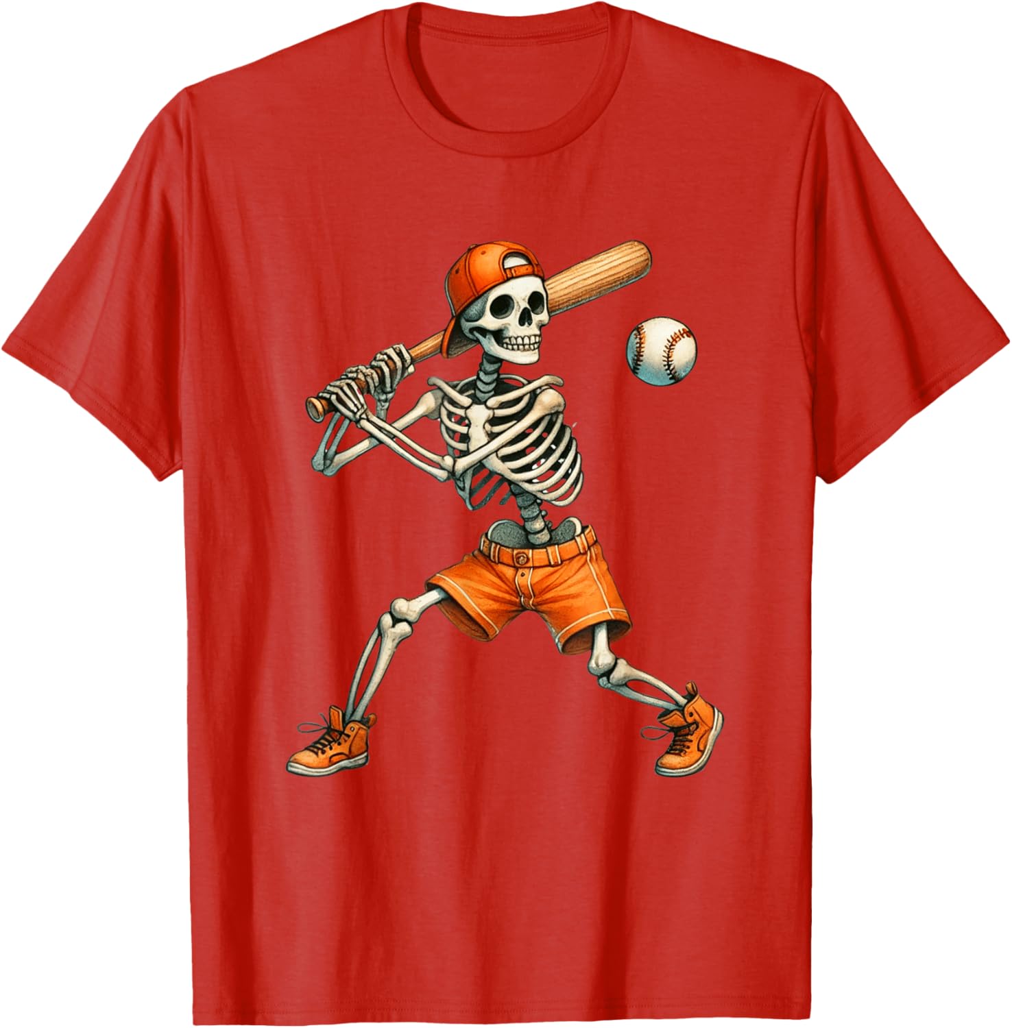 Funny Skeleton Baseball T-Shirt for Halloween Fun - Boys and Men Sizes - 4