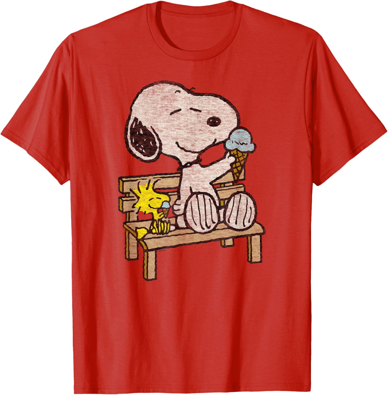 Snoopy and Woodstock Bench T-Shirt - Adorable Peanuts Apparel for Fans - 5